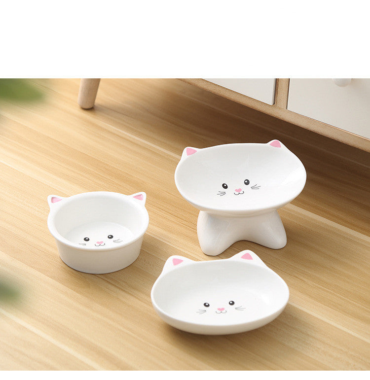 Ceramic Small Cat Shape Pet Food Bowl