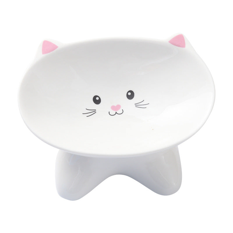 Ceramic Small Cat Shape Pet Food Bowl