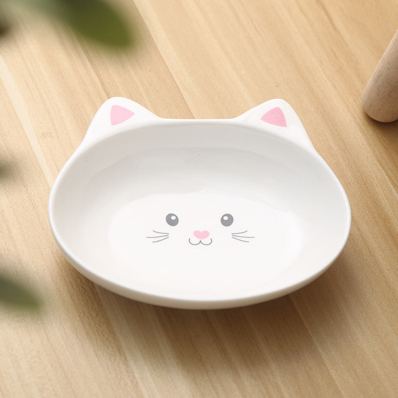 Ceramic Small Cat Shape Pet Food Bowl