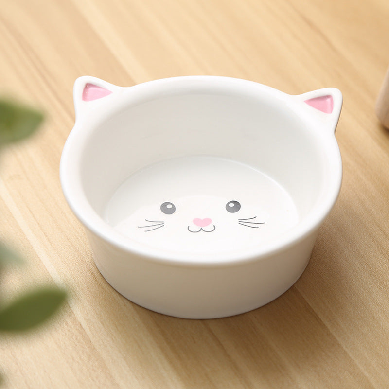 Ceramic Small Cat Shape Pet Food Bowl