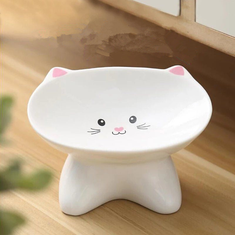 Ceramic Small Cat Shape Pet Food Bowl