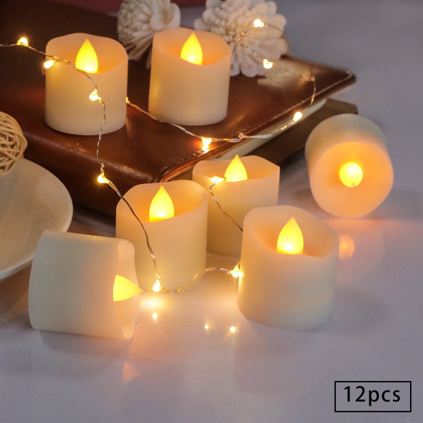 LED Warm White Flashing Timed Flameless Candle