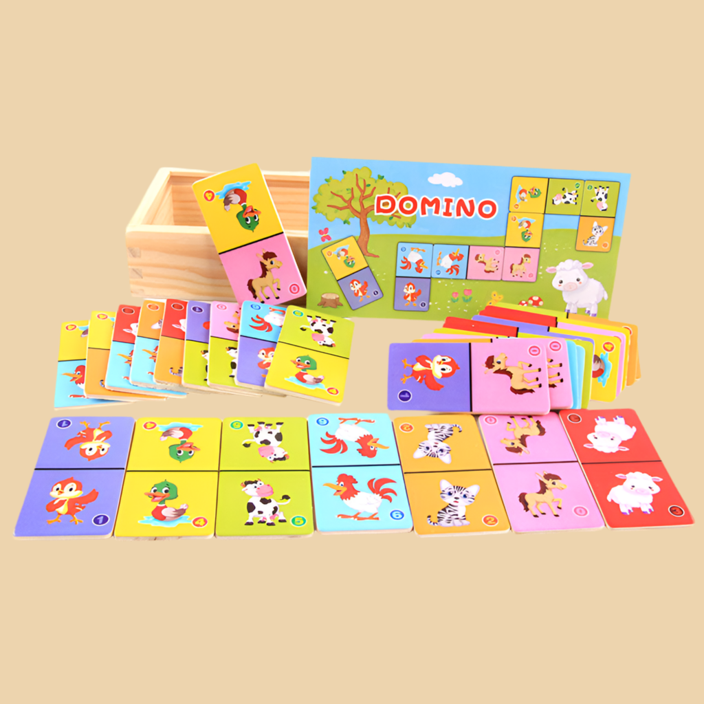 Wooden Solitaire Animal Domino Kids