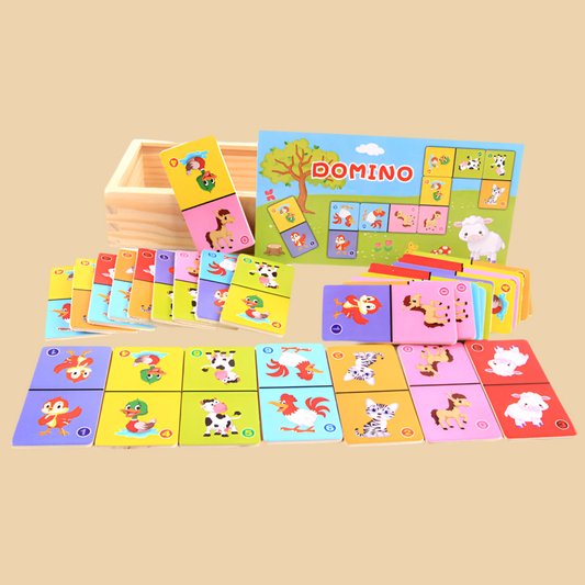 Wooden Solitaire Animal Domino Kids