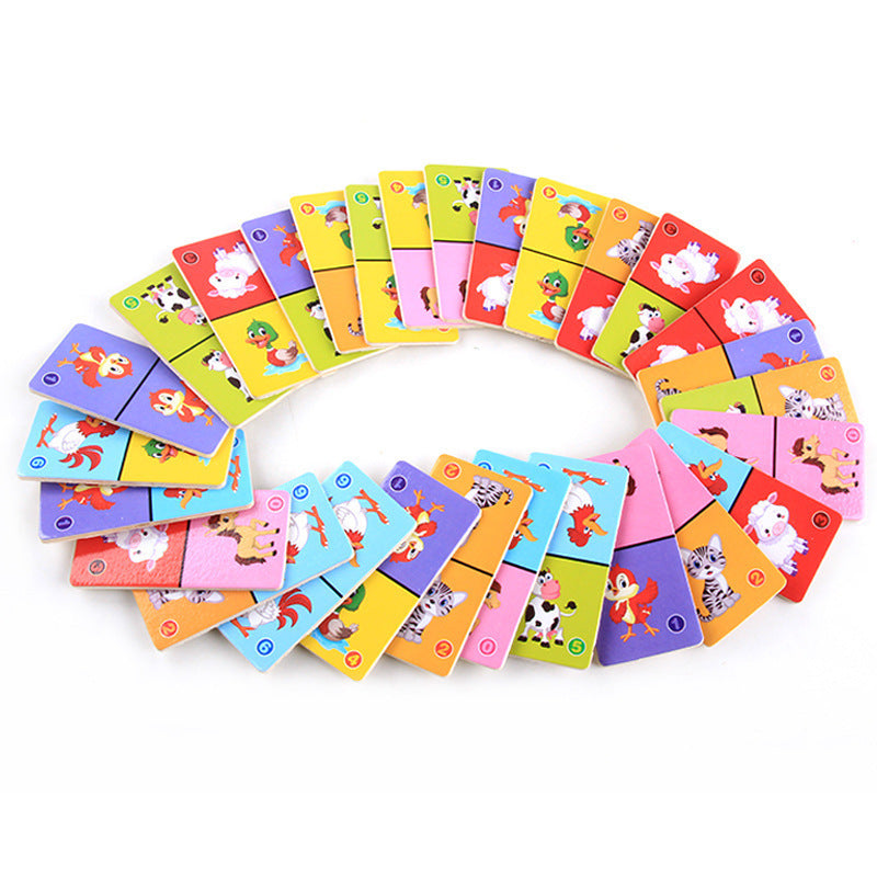 Wooden Solitaire Animal Domino Kids