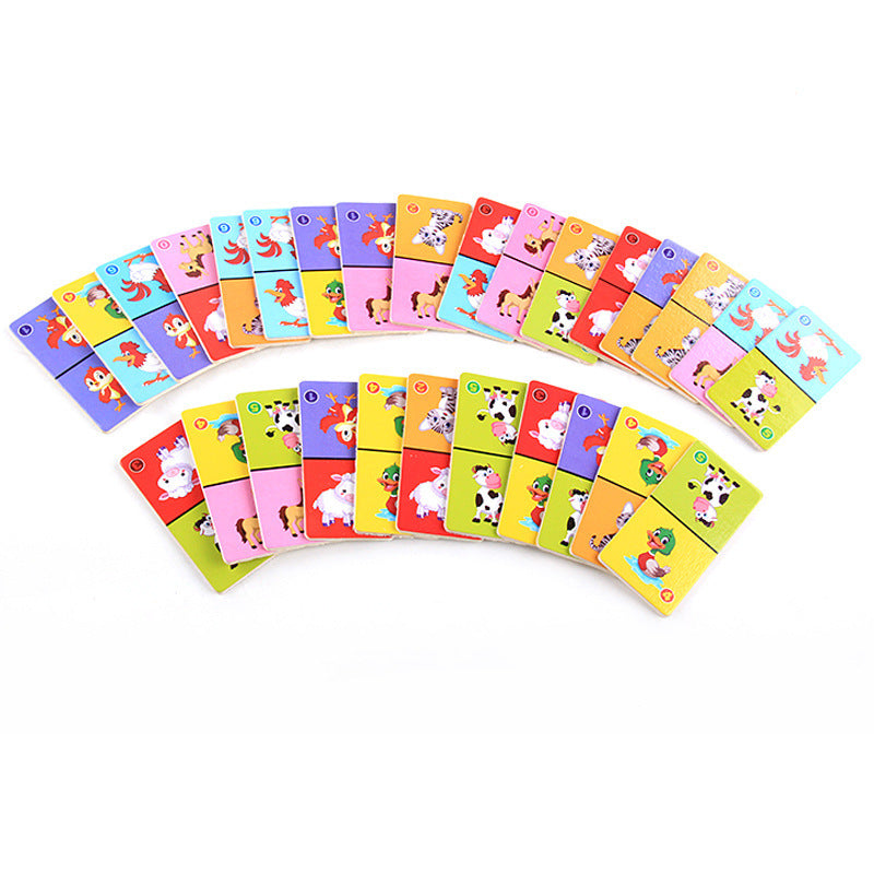 Wooden Solitaire Animal Domino Kids